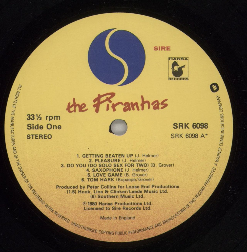 The Piranhas The Piranhas + Hype Sticker UK vinyl LP album (LP record) TPILPTH878795