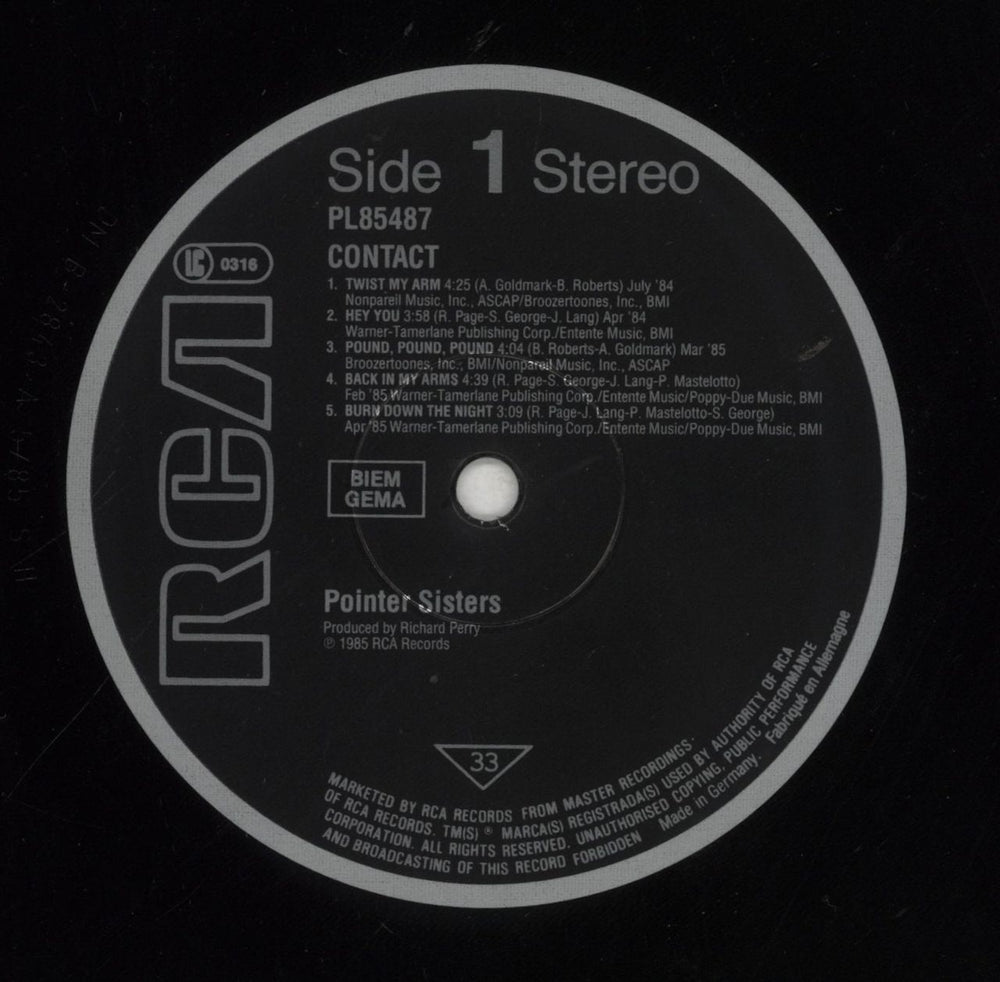 The Pointer Sisters Contact UK vinyl LP album (LP record) TPSLPCO290280