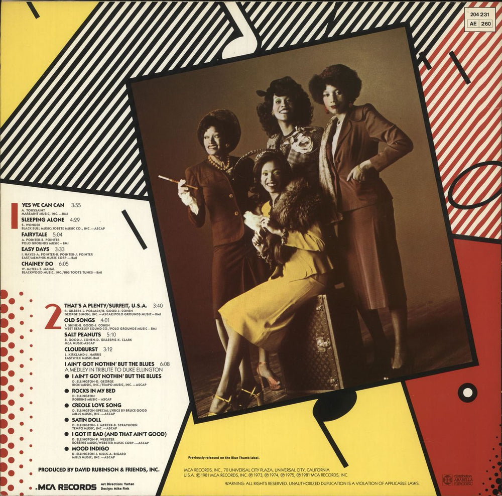 The Pointer Sisters Retrospect - The Best Of German vinyl LP album (LP record)