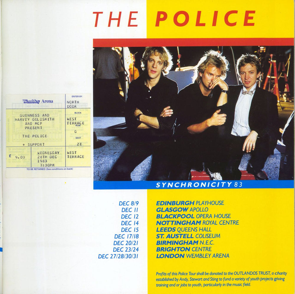 The Police Synchronicity 83 + Ticket stub UK tour programme POLTRSY660538