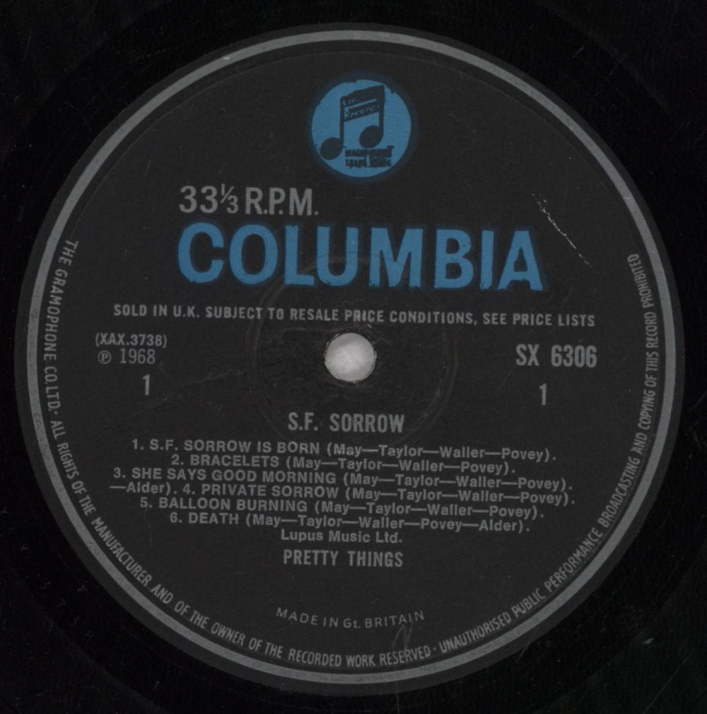 The Pretty Things S.F. Sorrow - 1st - EX UK vinyl LP album (LP record) PTHLPSF610291