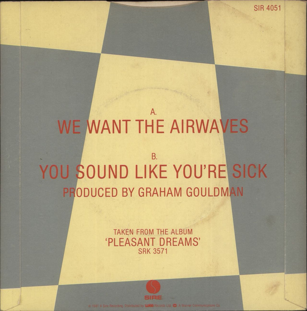 The Ramones We Want The Airwaves UK 7" vinyl single (7 inch record / 45)