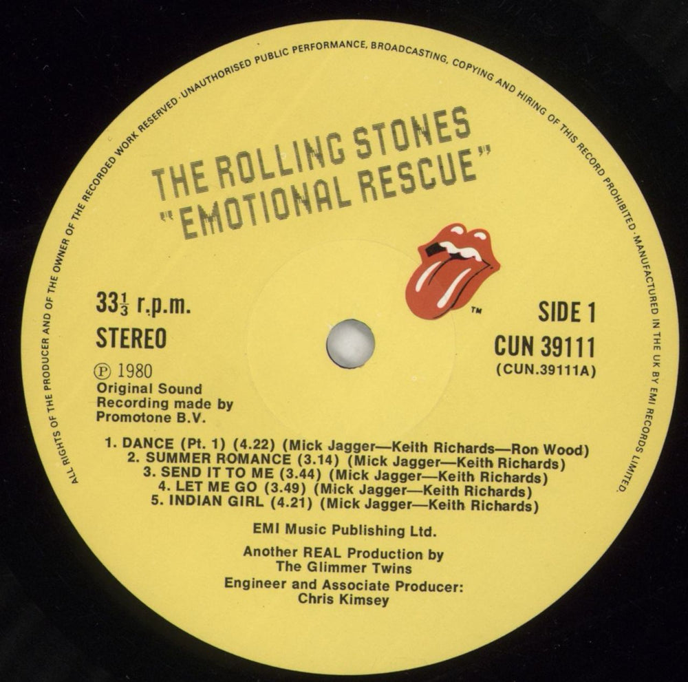 The Rolling Stones Emotional Rescue UK vinyl LP album (LP record) ROLLPEM403039