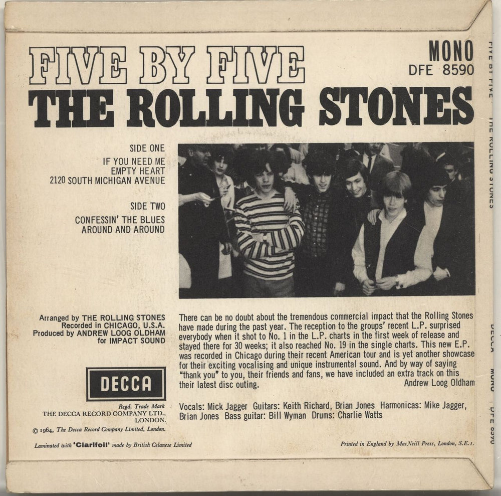 The Rolling Stones Five By Five EP - 1st - EX UK 7" vinyl single (7 inch record / 45)