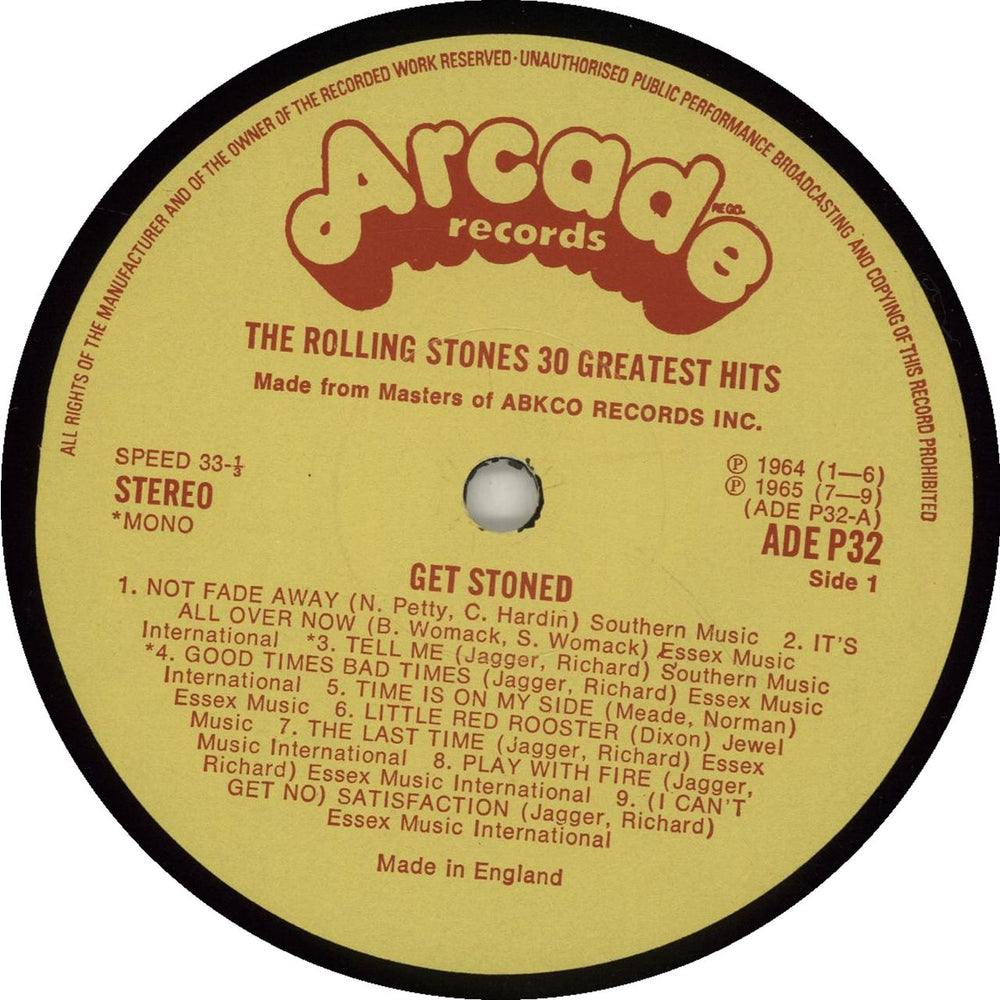 The Rolling Stones Get Stoned - 30 Greatest Hits UK 2-LP vinyl record set (Double LP Album)