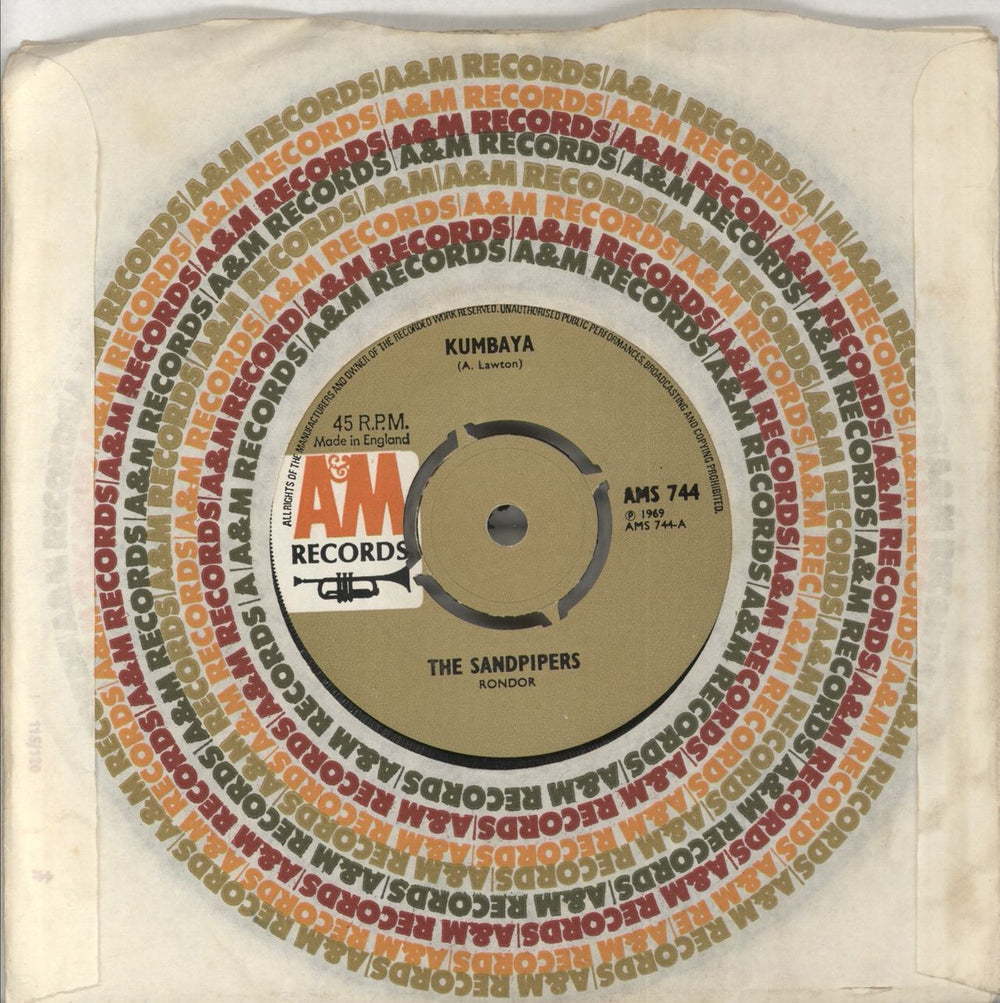 The Sandpipers Kumbaya UK 7" vinyl single (7 inch record / 45) AMS744