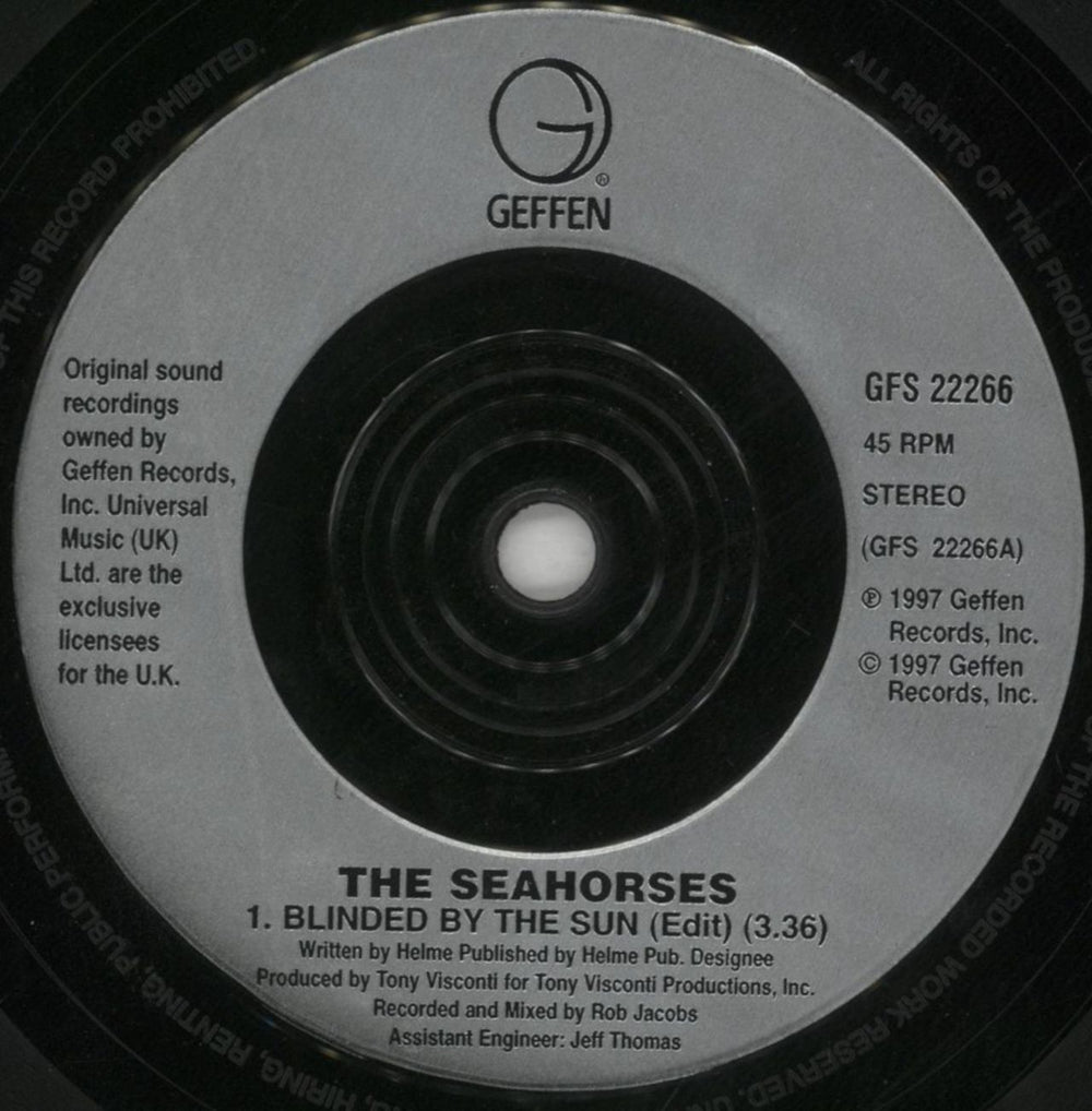 The Seahorses Blinded By The Sun UK 7" vinyl single (7 inch record / 45) SEO07BL601256
