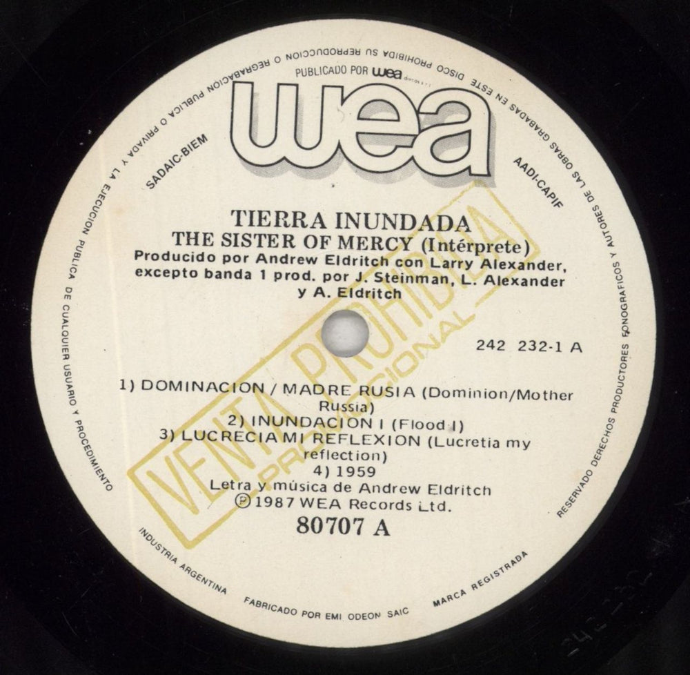 The Sisters Of Mercy Floodland Argentinean vinyl LP album (LP record) SOMLPFL856597