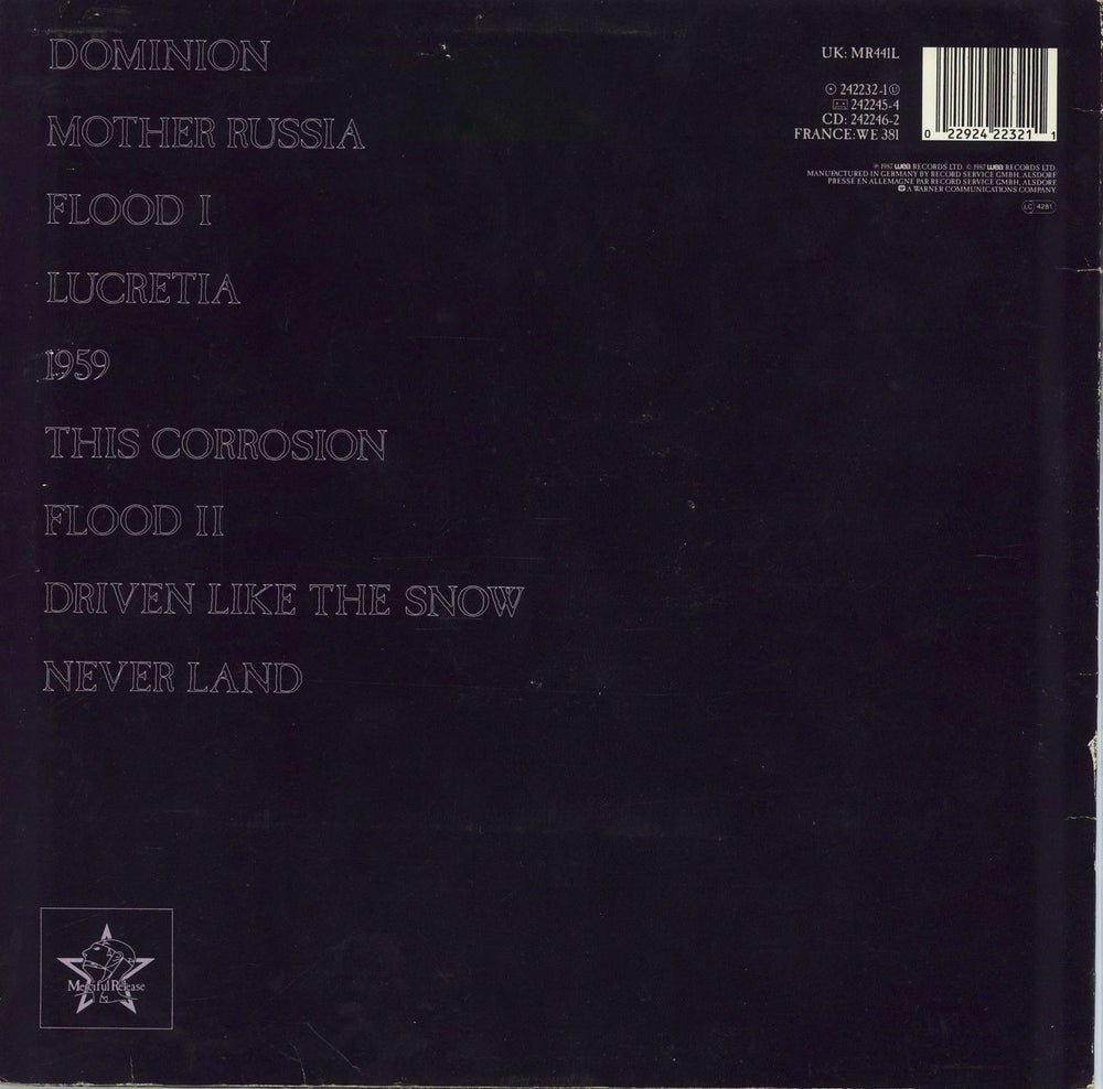 The Sisters Of Mercy Floodland - Complete - VG UK vinyl LP album (LP record) 022924223211