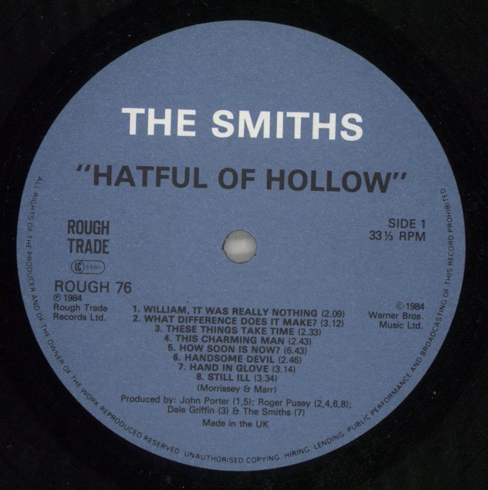 The Smiths Hatful Of Hollow - 2nd + Inner - EX UK vinyl LP album (LP record) SMILPHA869552