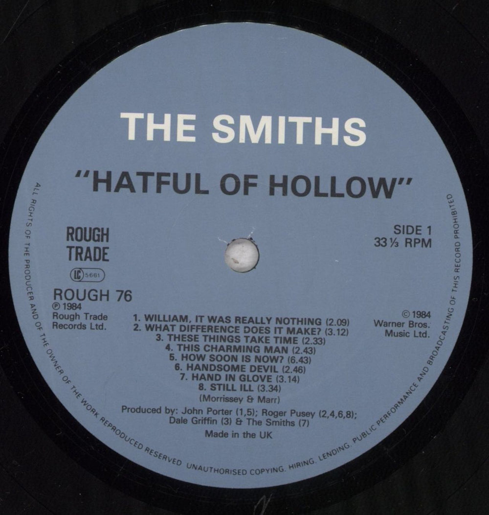 The Smiths Hatful Of Hollow - Misprint - Stickered UK vinyl LP album (LP record) SMILPHA840989