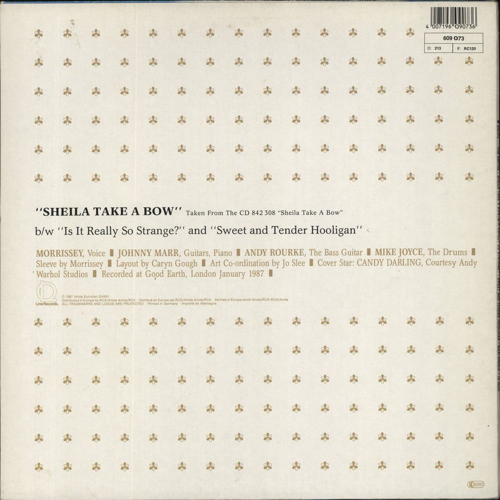 The Smiths Sheila Take A Bow - Blue Sleeve - VG German 12" vinyl single (12 inch record / Maxi-single)