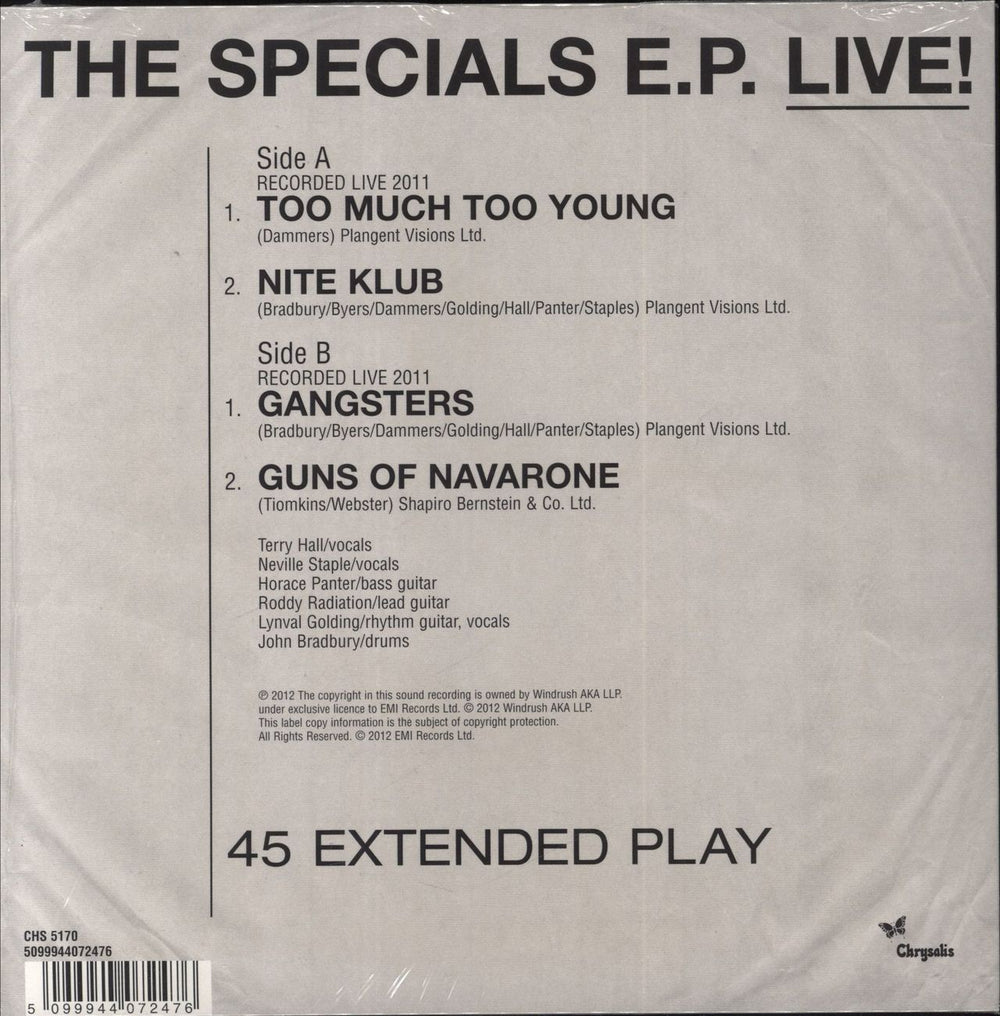The Specials The Specials E.P. Live! - Record Store Day UK 7" vinyl single (7 inch record / 45) 5099944072476