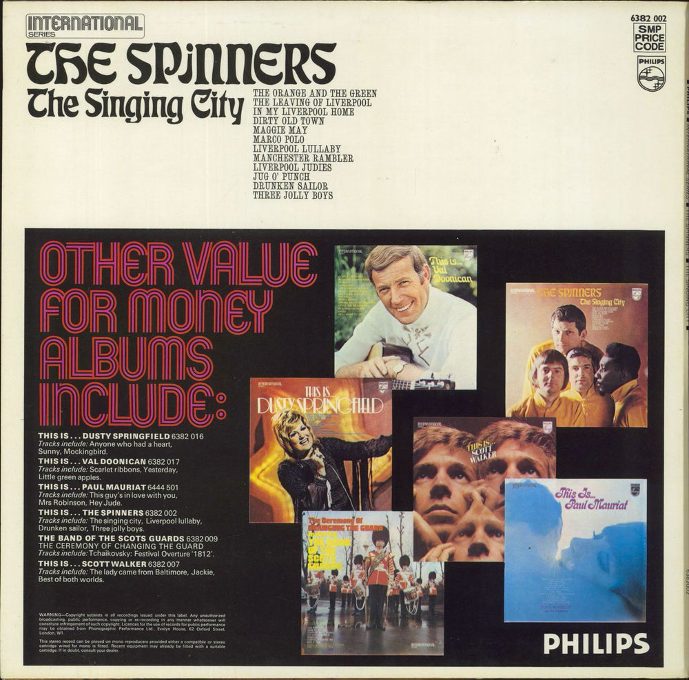 The Spinners The Singing City UK vinyl LP album (LP record)