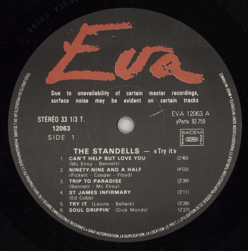 The Standells Try It French vinyl LP album (LP record) TSLLPTR862492