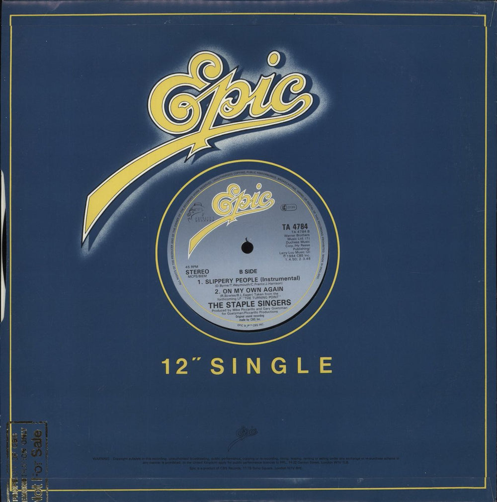 The Staple Singers Slippery People (Club Mix) - Promo Stamped UK Promo 12" vinyl single (12 inch record / Maxi-single)