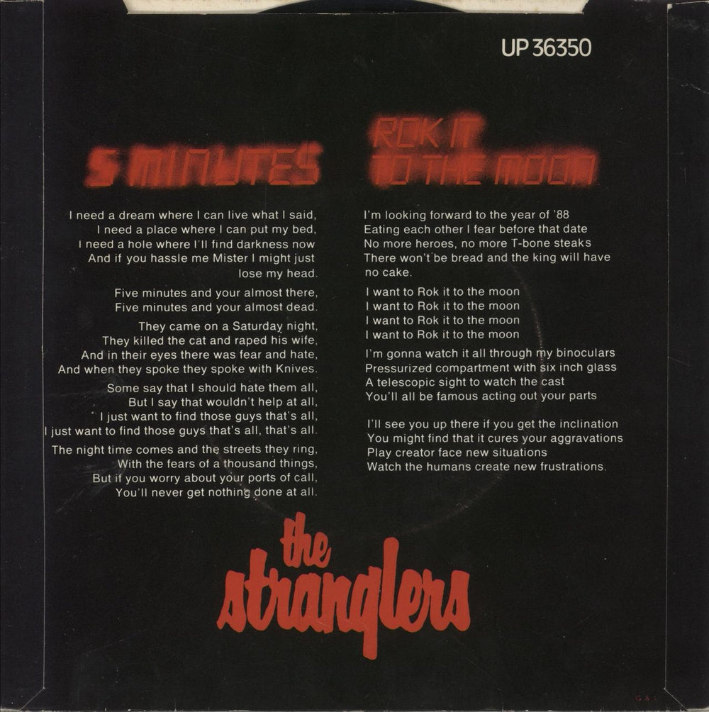 The Stranglers 5 Minutes + p/s UK 7" vinyl single (7 inch record / 45)