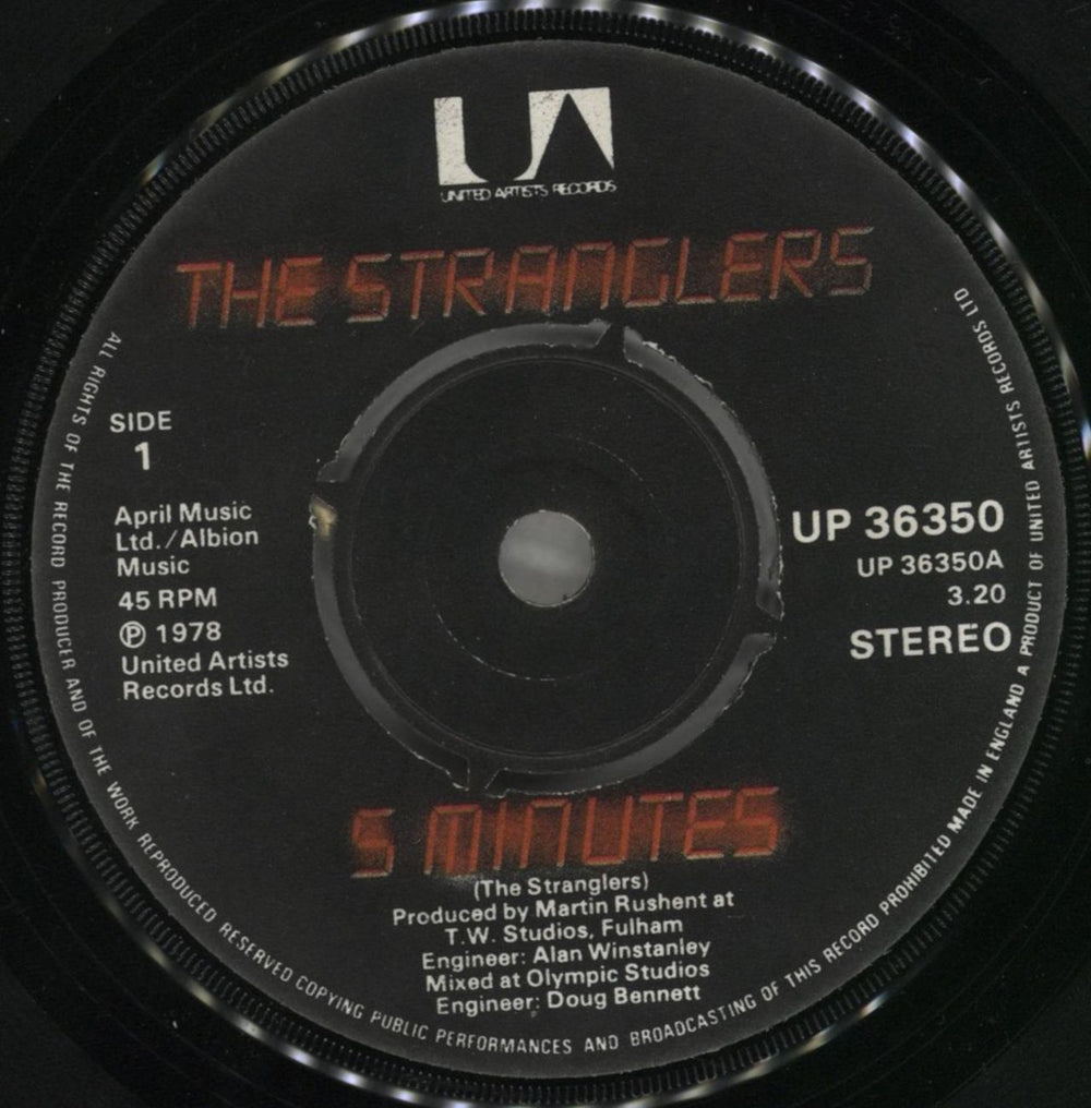 The Stranglers 5 Minutes + p/s UK 7" vinyl single (7 inch record / 45) STR07MI106162