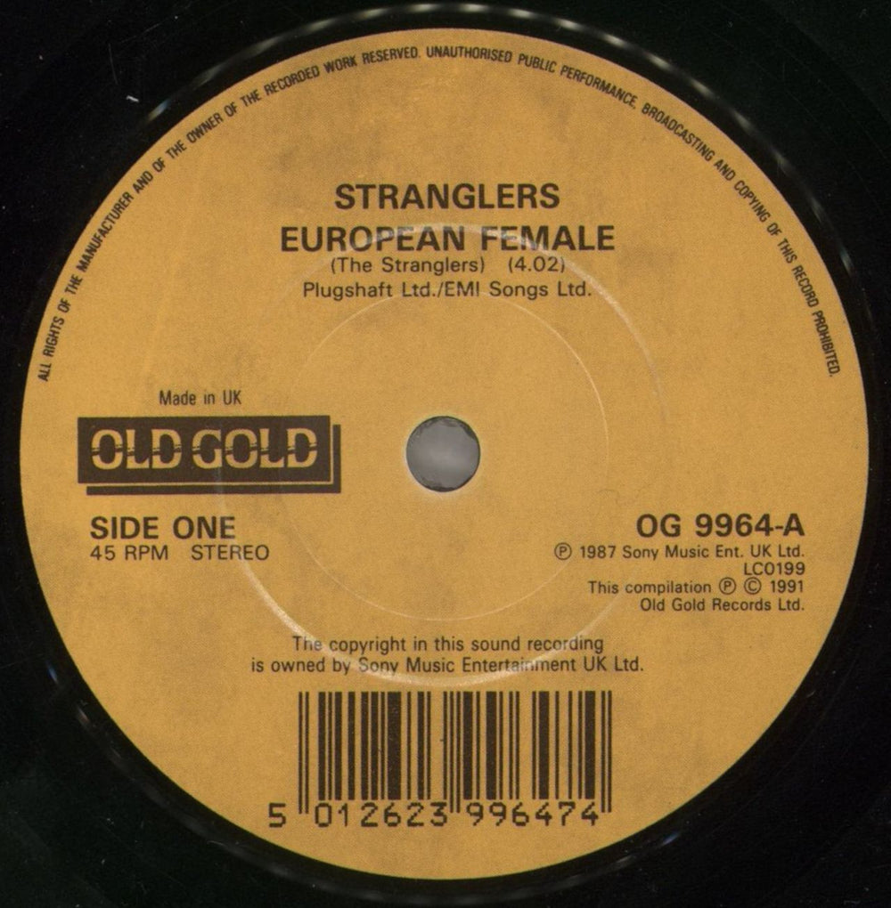 The Stranglers European Female / Skin Deep UK 7" vinyl single (7 inch record / 45) STR07EU856029