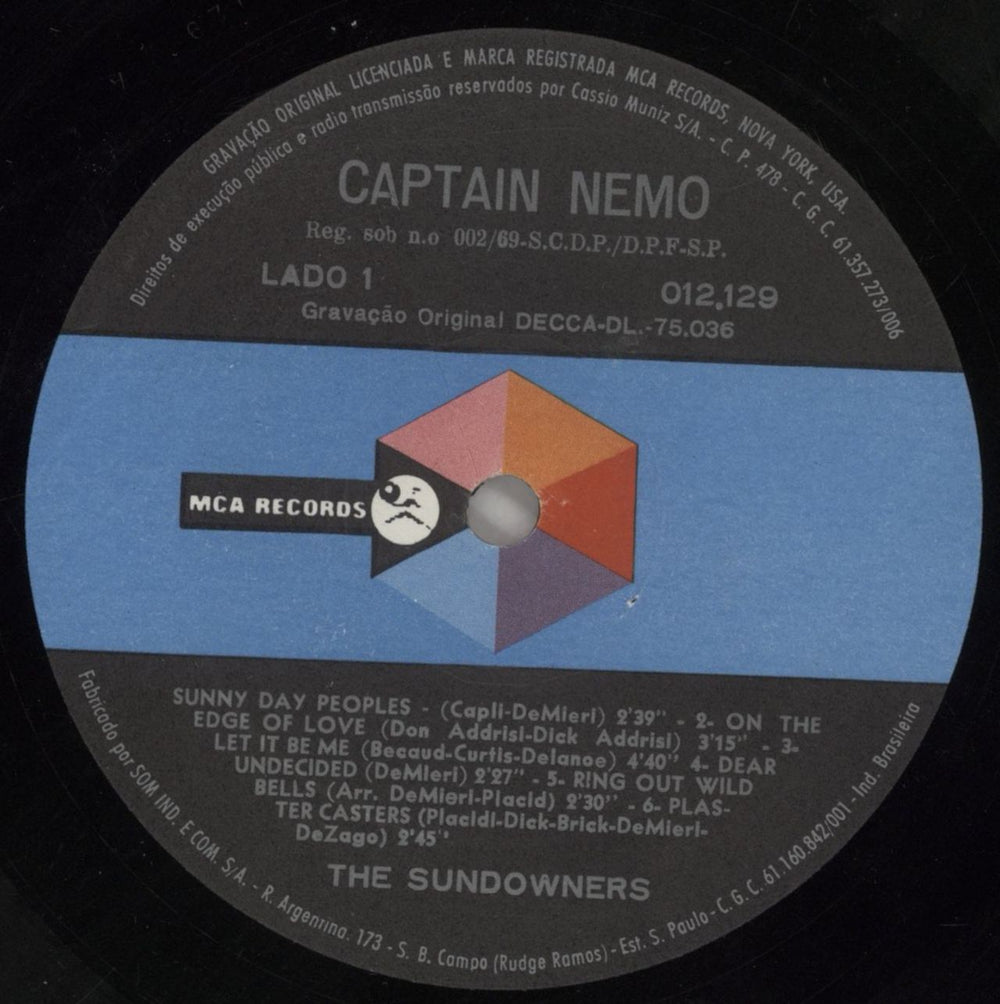 The Sundowners Captain Nemo Brazilian vinyl LP album (LP record) 38ULPCA859604