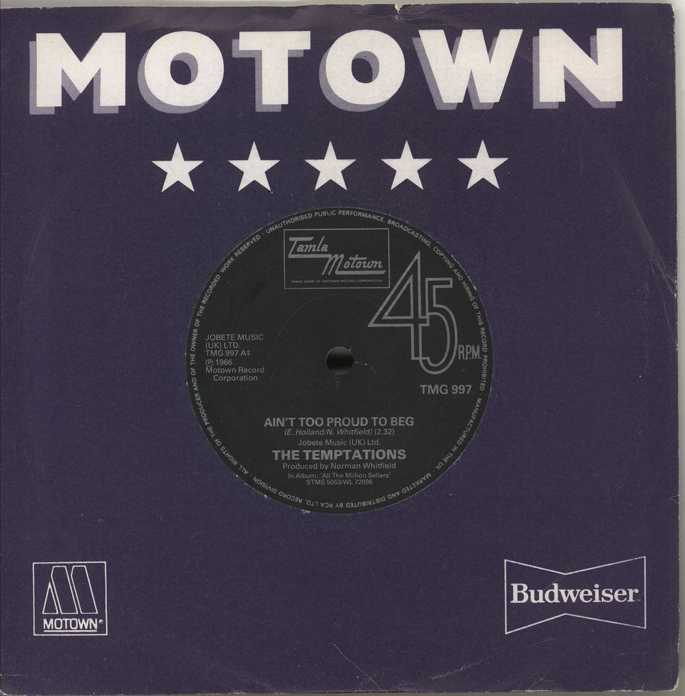 The Temptations Ball Of Confusion UK 7" vinyl single (7 inch record / 45) TMG997