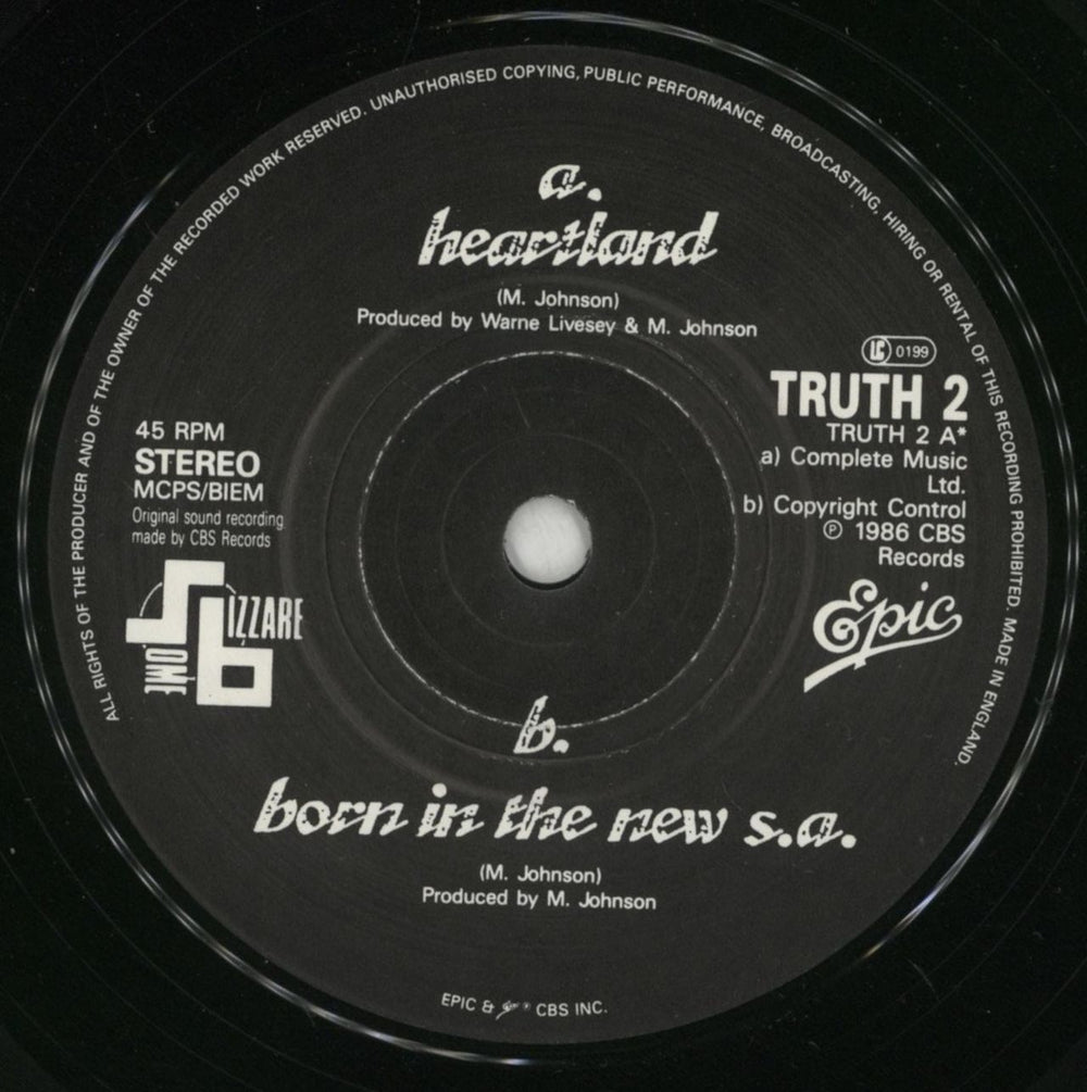 The The Heartland UK 7" vinyl single (7 inch record / 45)