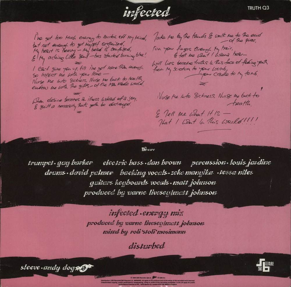 The The Infected - Masturbating Sleeve UK 12" vinyl single (12 inch record / Maxi-single)