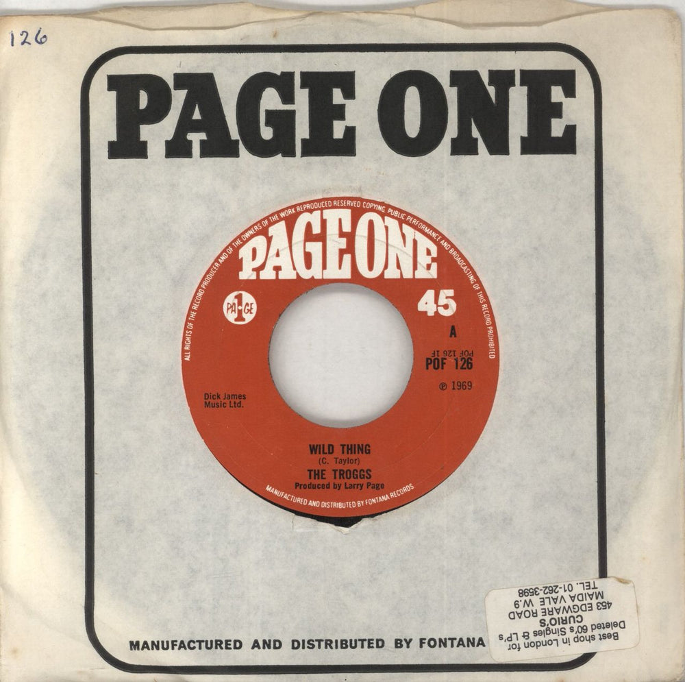 The Troggs Wild Thing UK 7" vinyl single (7 inch record / 45) POF126