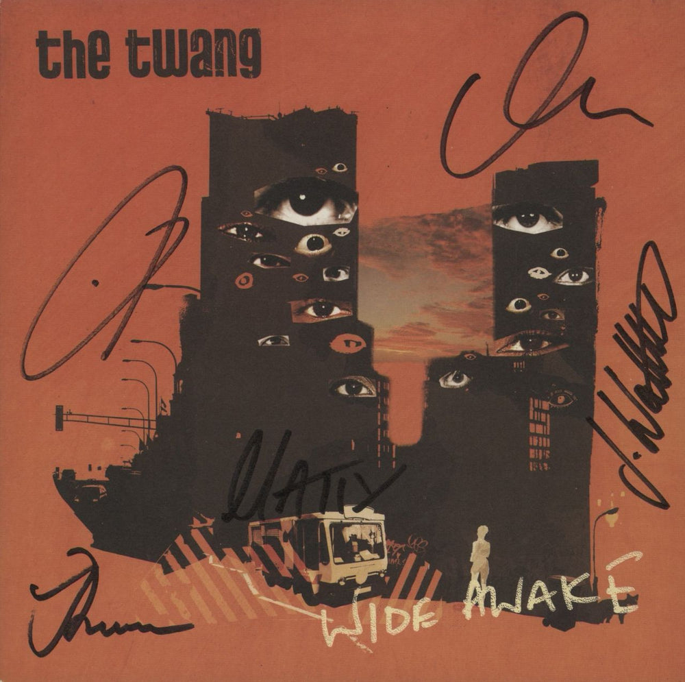 The Twang Wide Awake - Autographed + Insert UK 7" vinyl single (7 inch record / 45) BUN1217