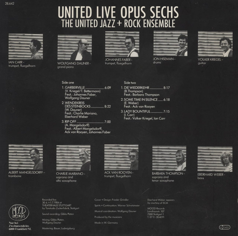 The United Jazz + Rock Ensemble United Live Opus Sechs German vinyl LP album (LP record)