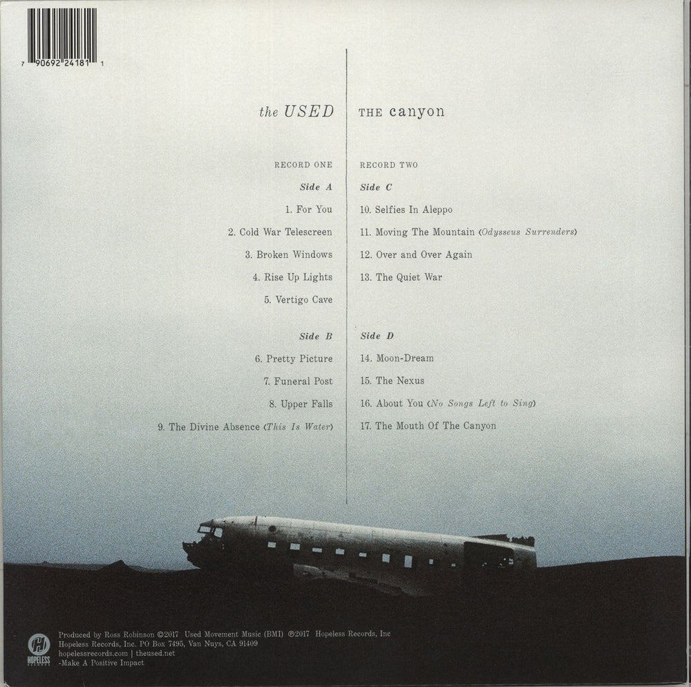 The Used The Canyon US 2-LP vinyl record set (Double LP Album) 790692241811