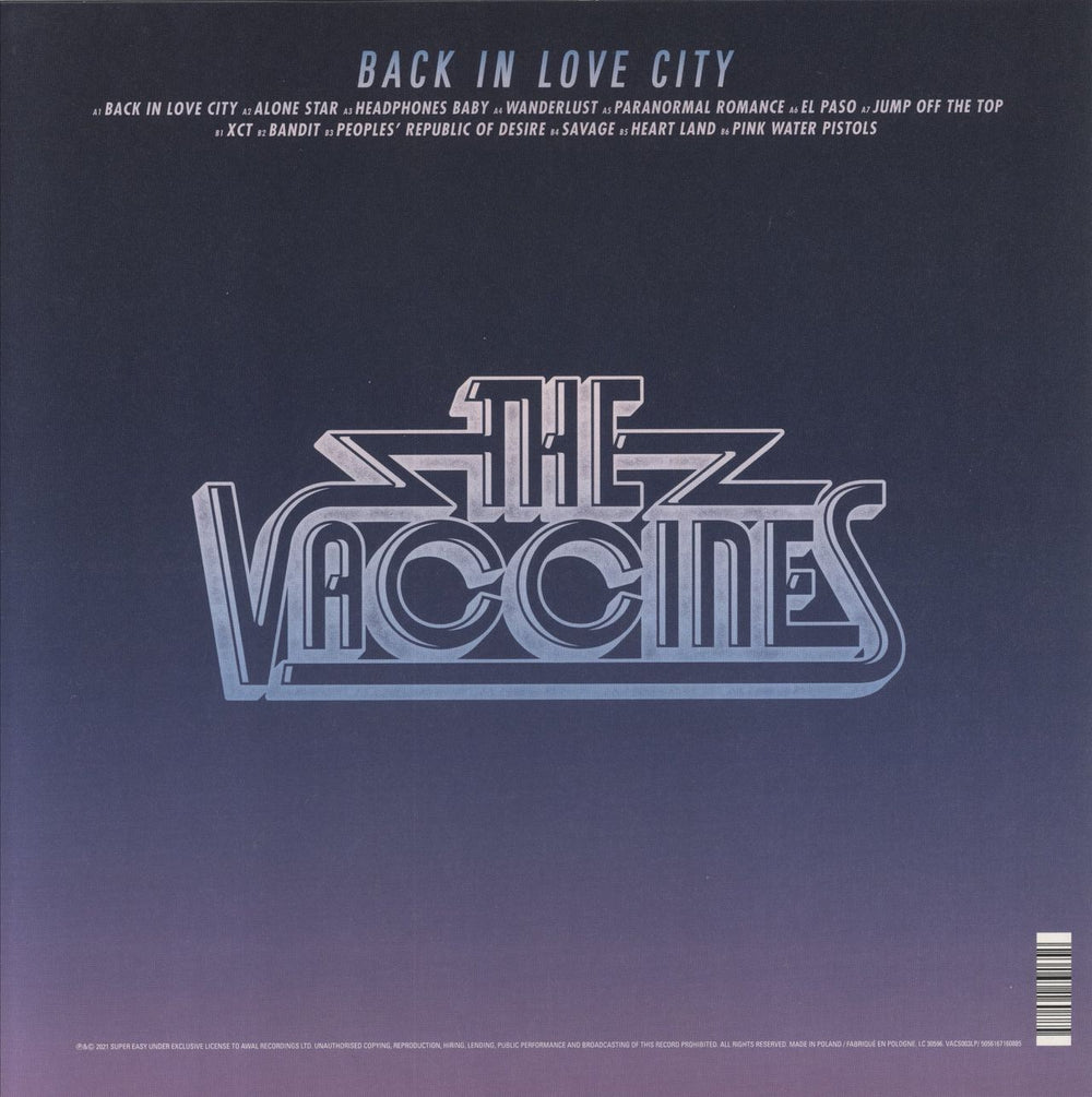 The Vaccines Back In Love City + Fully Signed Insert UK vinyl LP album (LP record) 5056167160885