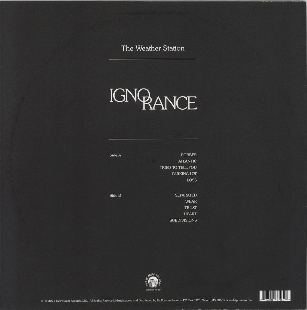 The Weather Station Ignorance - Silver Vinyl UK vinyl LP album (LP record) 767981174617
