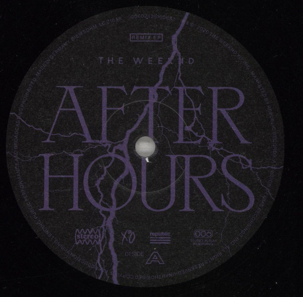 The Weeknd After Hours [Remixes] - RSD 2020 UK 12" vinyl single (12 inch record / Maxi-single) YRS12AF870175