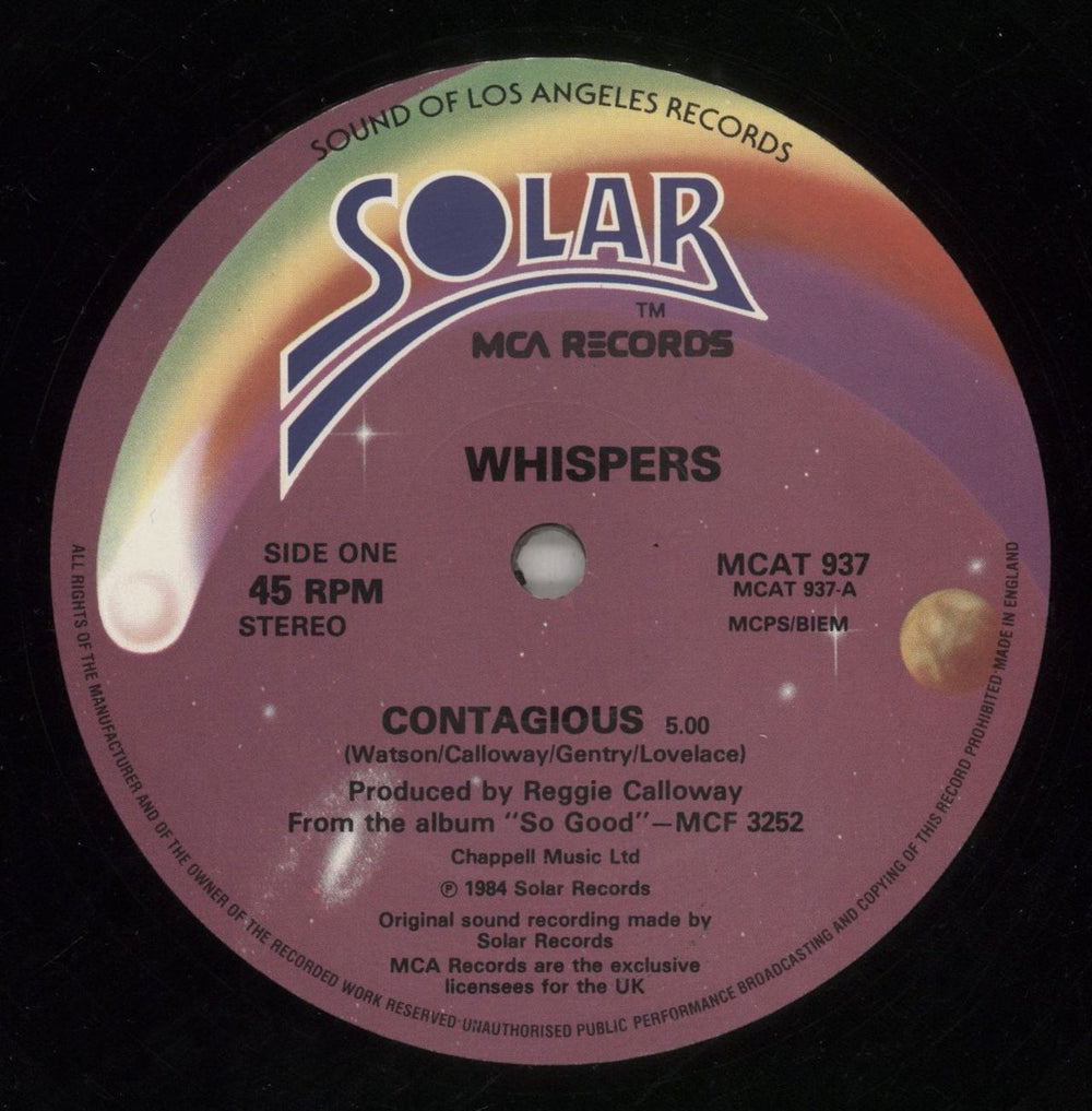 The Whispers Contagious UK 12" vinyl single (12 inch record / Maxi-single) WHS12CO868646