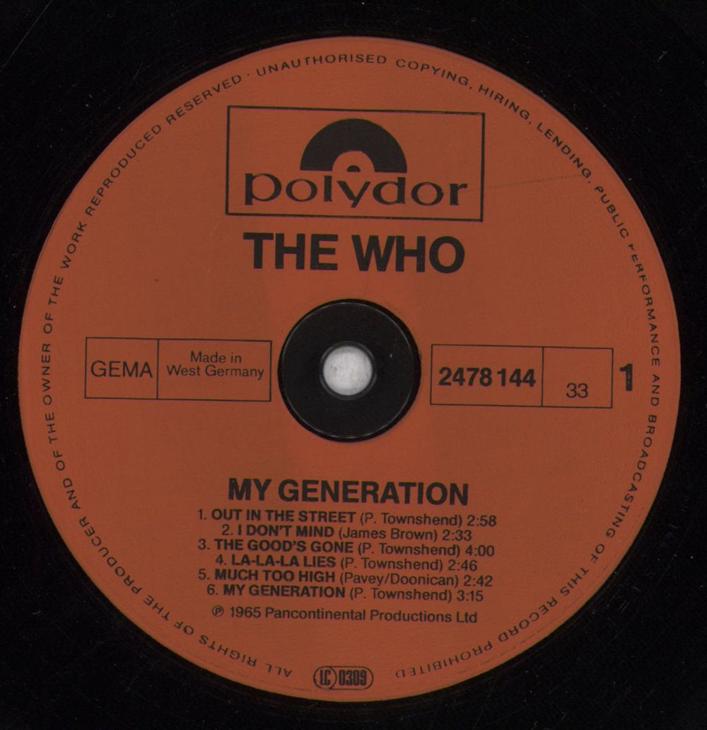 The Who My Generation - Hype Stickered Sleeve German vinyl LP album (LP record) WHOLPMY845695