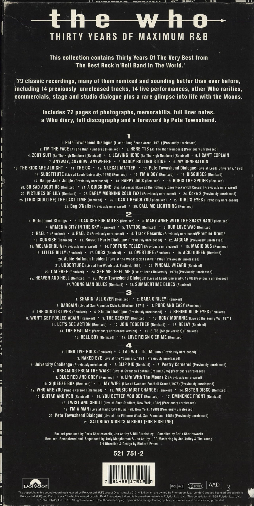 The Who Thirty Years Of Maximum R&B - EX UK CD Album Box Set 731452175120