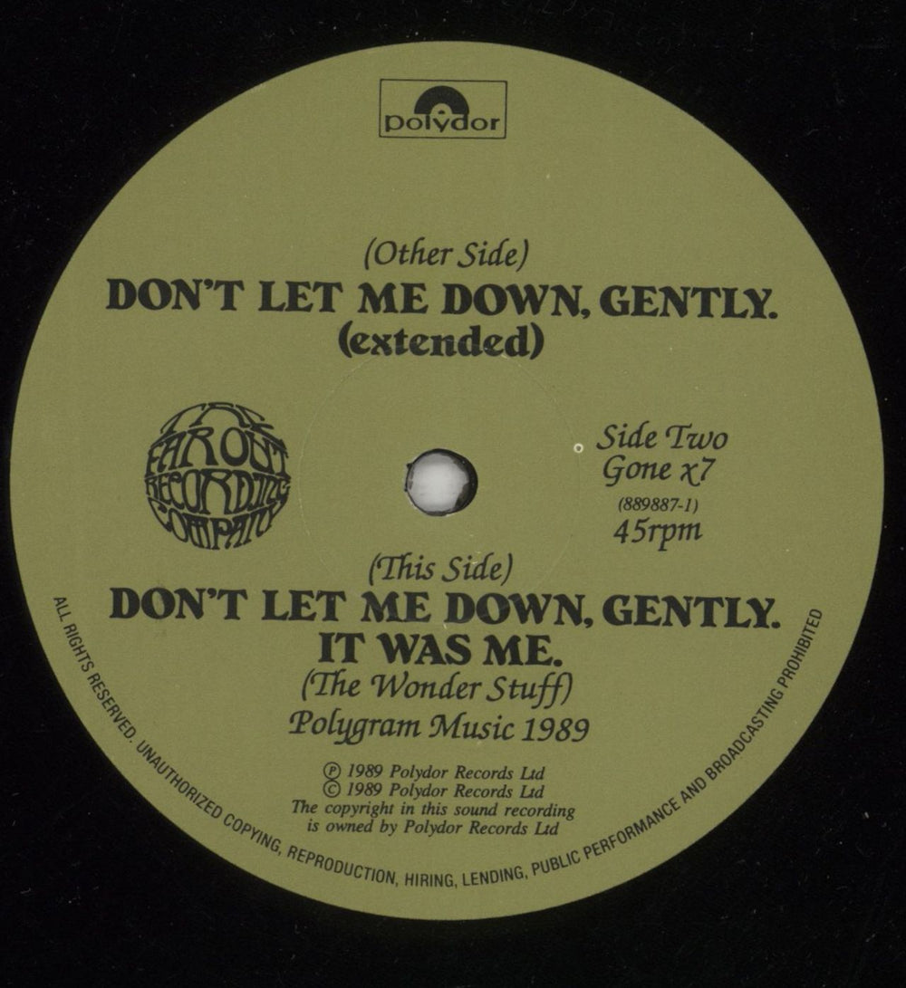 The Wonder Stuff Don't Let Me Down, Gently UK 12" vinyl single (12 inch record / Maxi-single) WON12DO57417