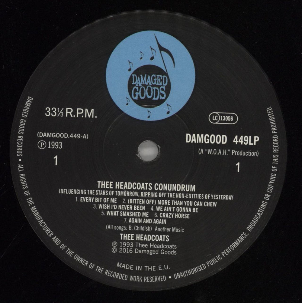 Thee Headcoats Conundrum - Black Vinyl UK vinyl LP album (LP record) HDCLPCO859188