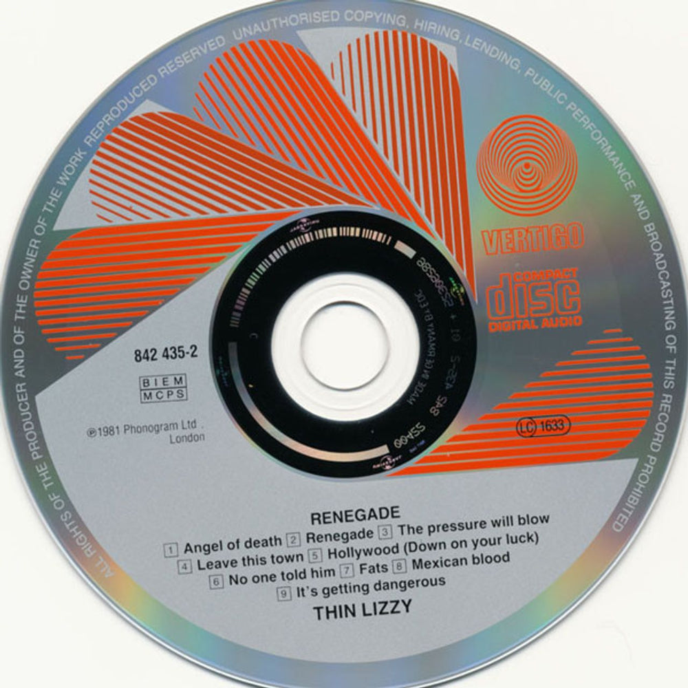 Thin Lizzy Renegade German CD album (CDLP) THICDRE654112
