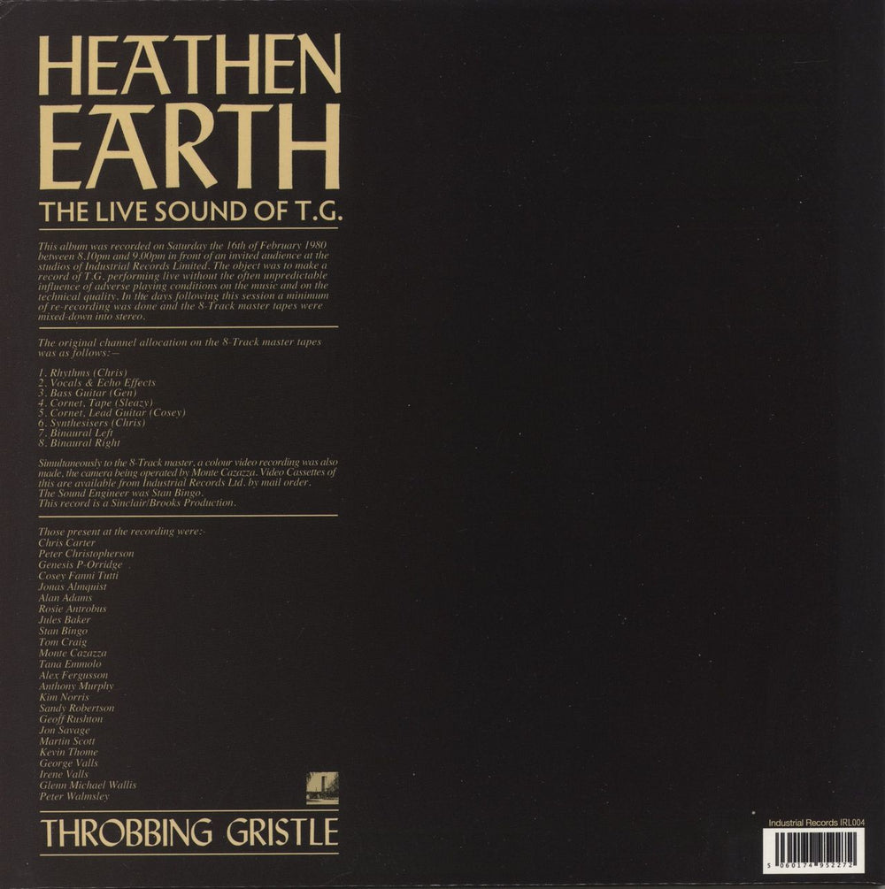Throbbing Gristle Heathen Earth UK vinyl LP album (LP record) 5060174952272