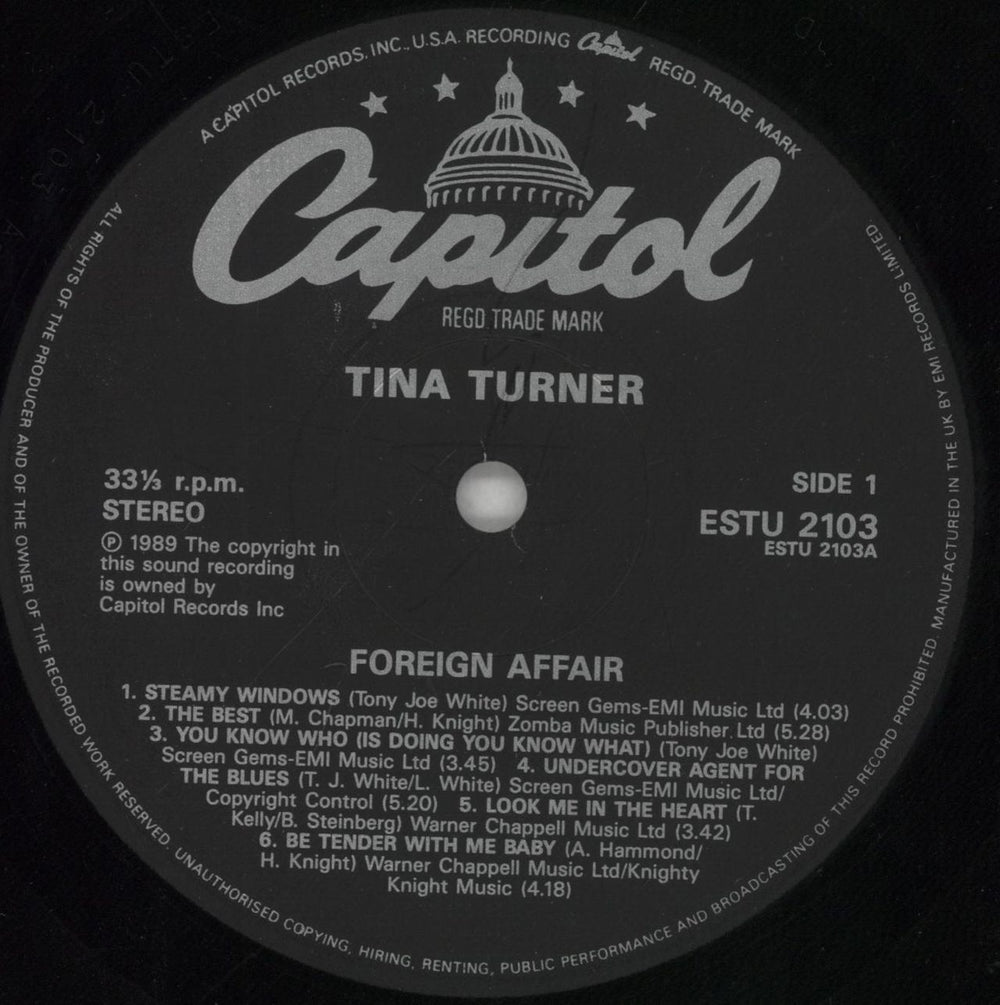 Tina Turner Foreign Affair UK vinyl LP album (LP record) TURLPFO376708