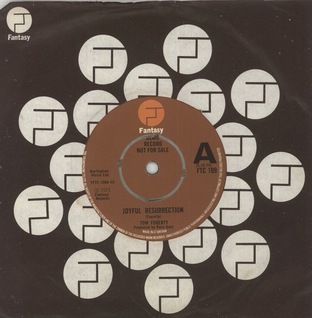 Tom Fogerty Joyful Resurrection UK Promo 7" vinyl single (7 inch record / 45) FTC109