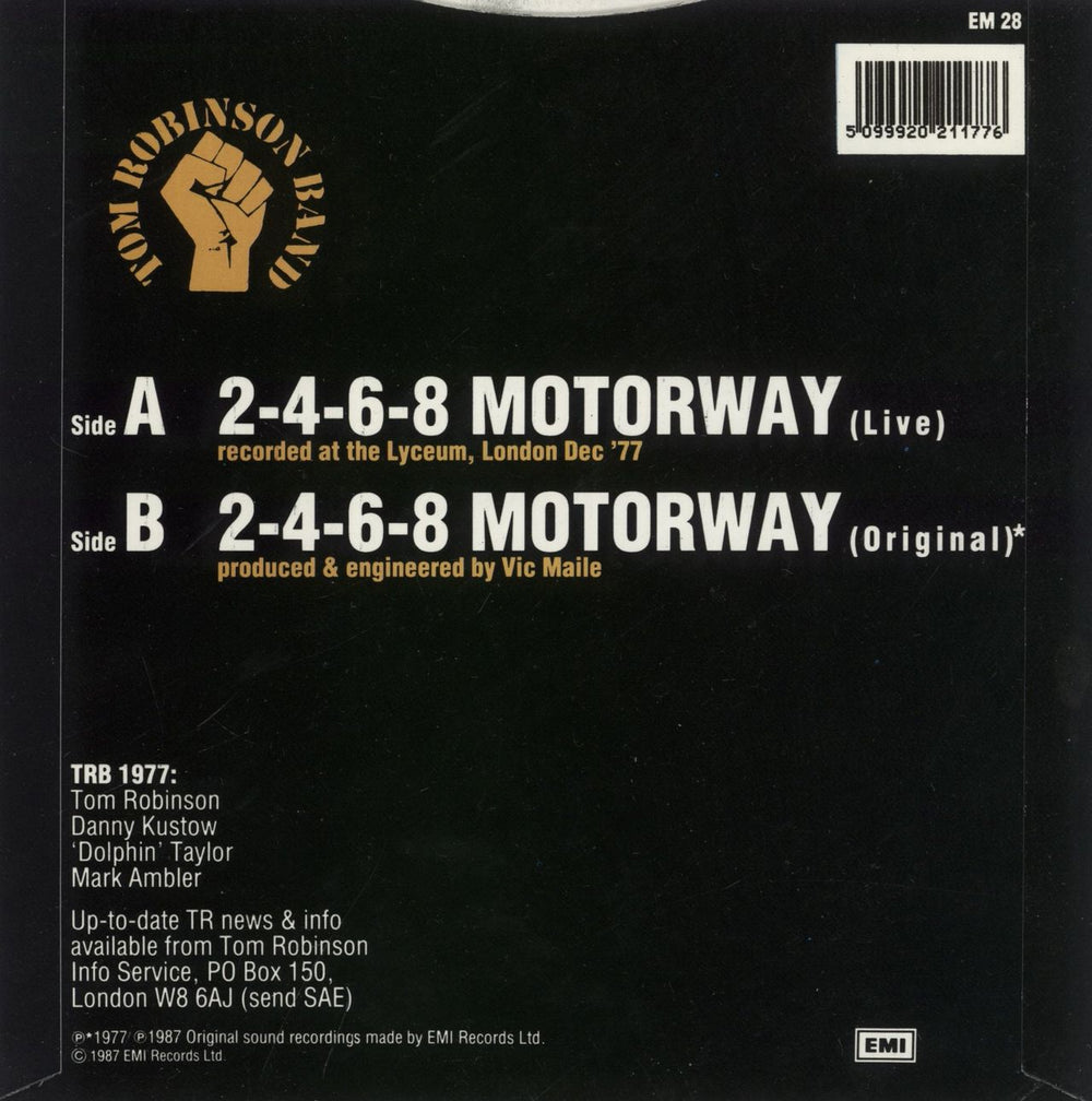 Tom Robinson 2-4-6-8 Motorway UK 7" vinyl single (7 inch record / 45) 5099920211776
