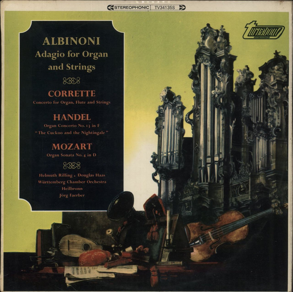 Tomaso Albinoni Adagio For Organ And Strings / Concerto For Organ, Flute And Strings / Organ Concerto No. 13 In F / UK vinyl LP album (LP record) TV34135S