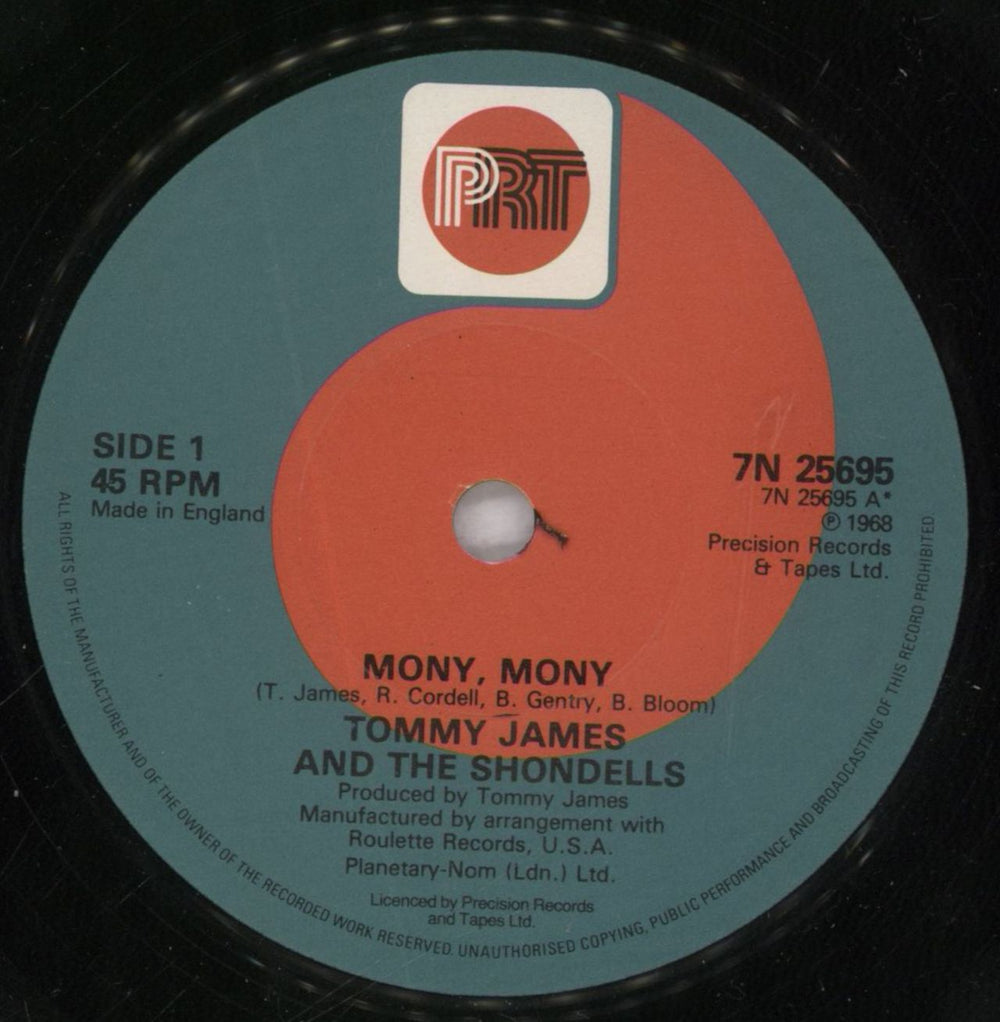 Tommy James & The Shondells Mony, Mony UK 7" vinyl single (7 inch record / 45) 7N25695