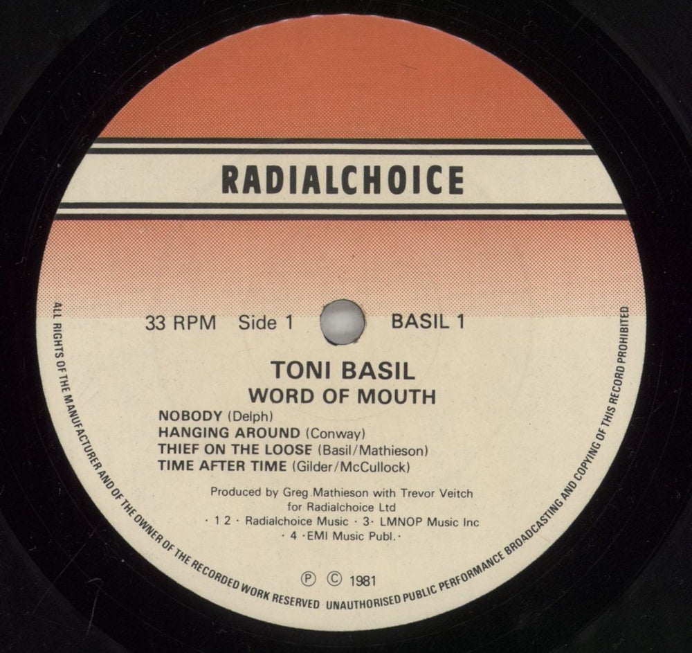 Toni Basil Word Of Mouth UK vinyl LP album (LP record) TNBLPWO251162