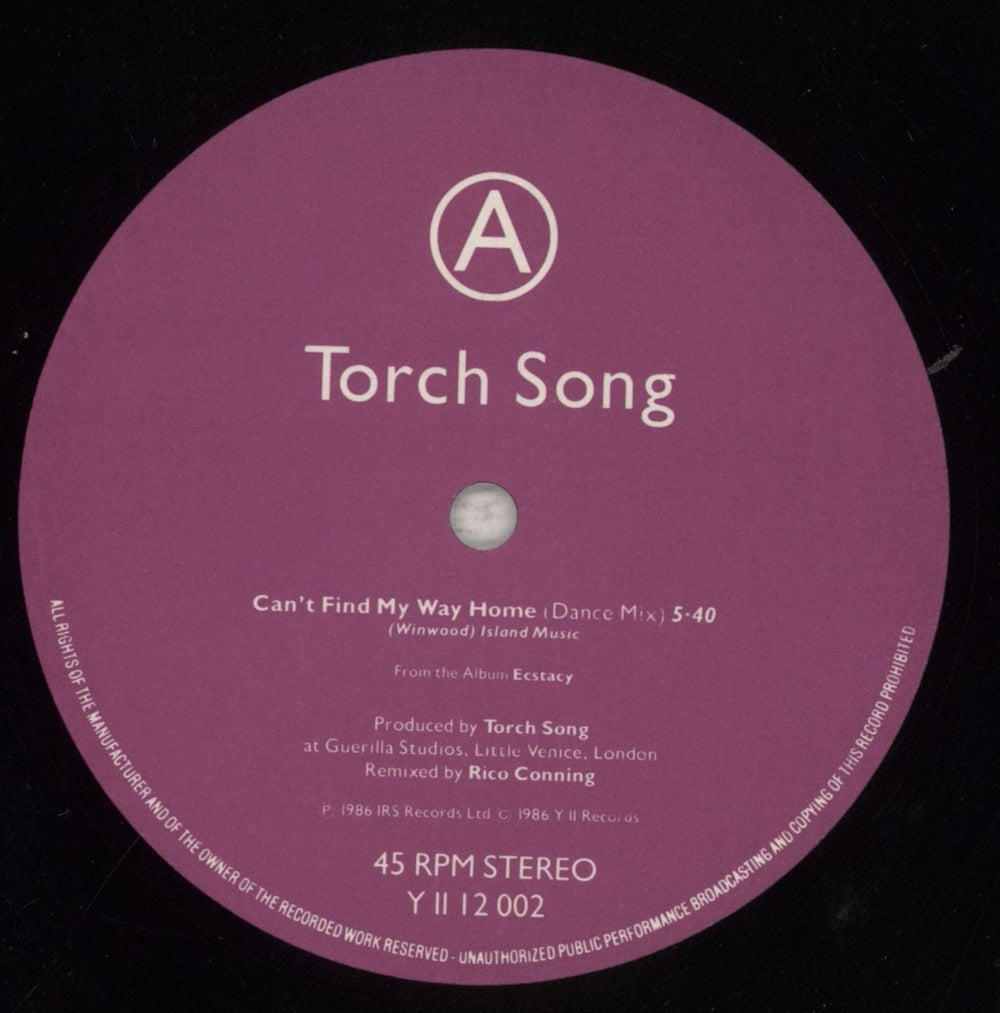 Torch Song Can't Find My Way Home UK 12" vinyl single (12 inch record / Maxi-single) OSG12CA856590