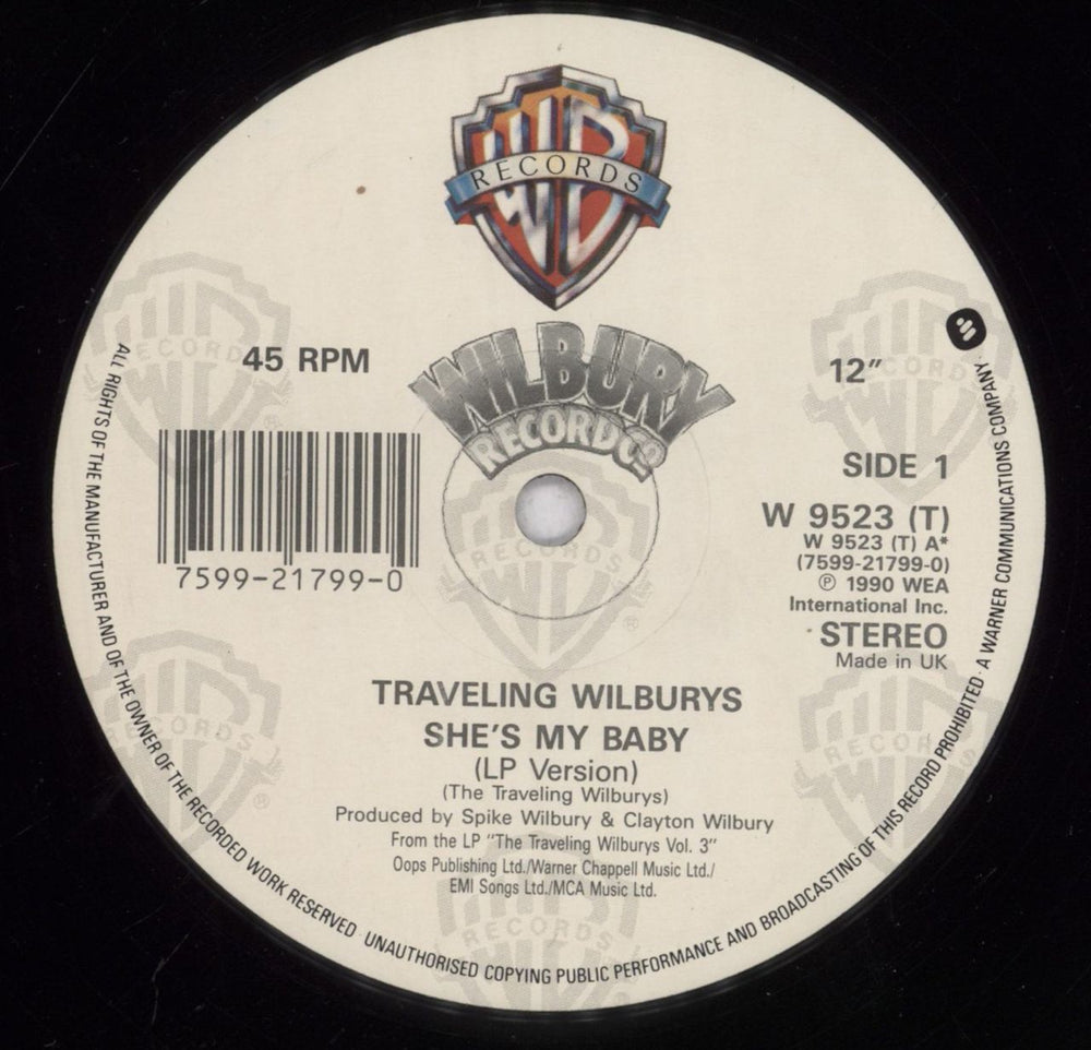 Traveling Wilburys She's My Baby UK 12" vinyl single (12 inch record / Maxi-single) TRV12SH56313