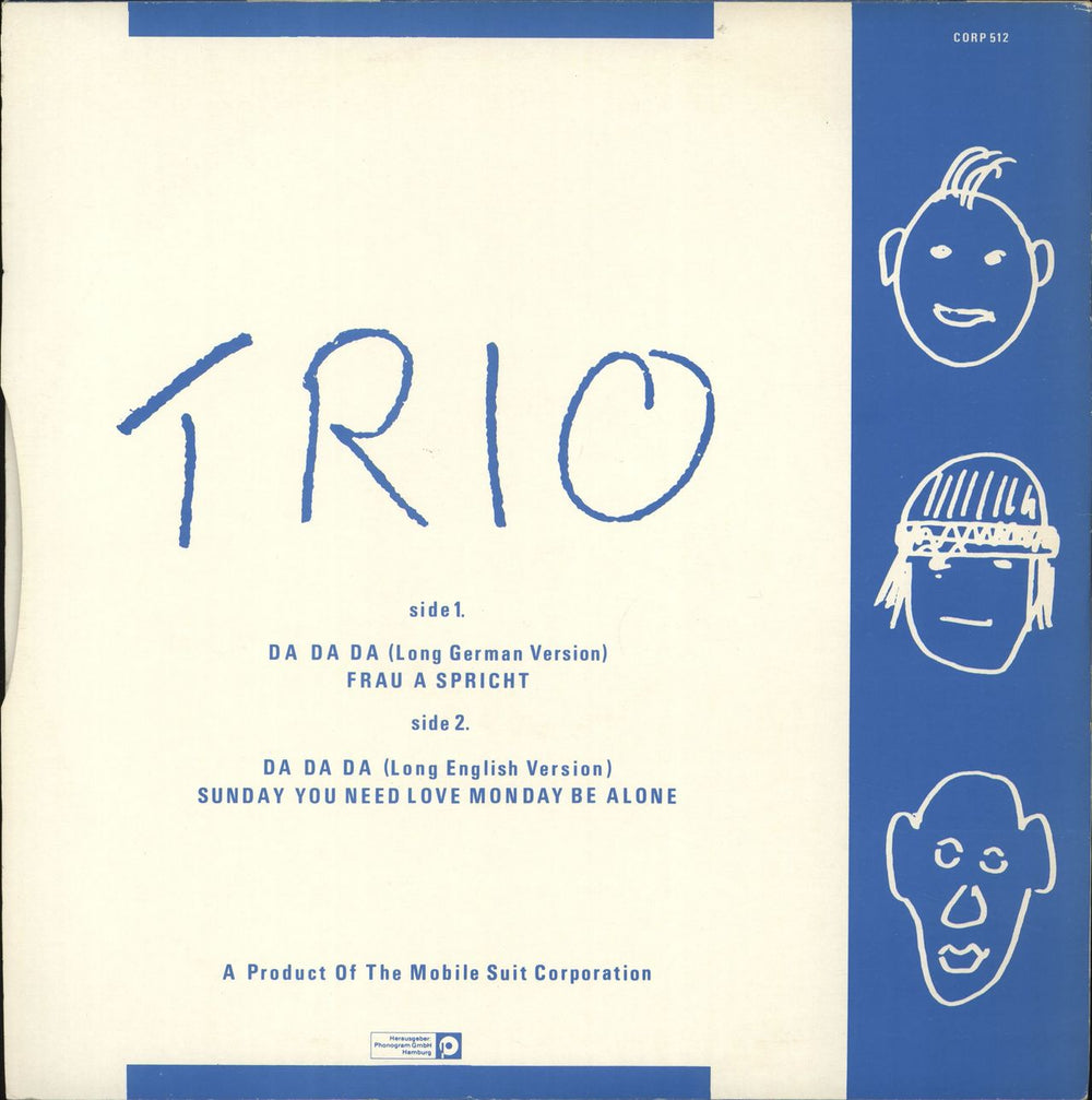 Trio Da Da Da - Blue Sleeve UK 12" vinyl single (12 inch record / Maxi-single)